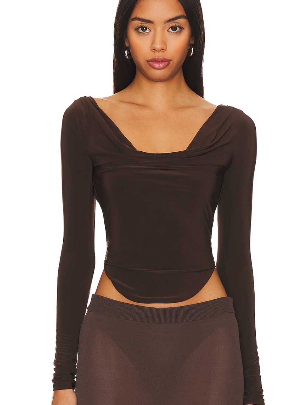 Lovers + Friends Xander Top Chocolate Brown Draped Top